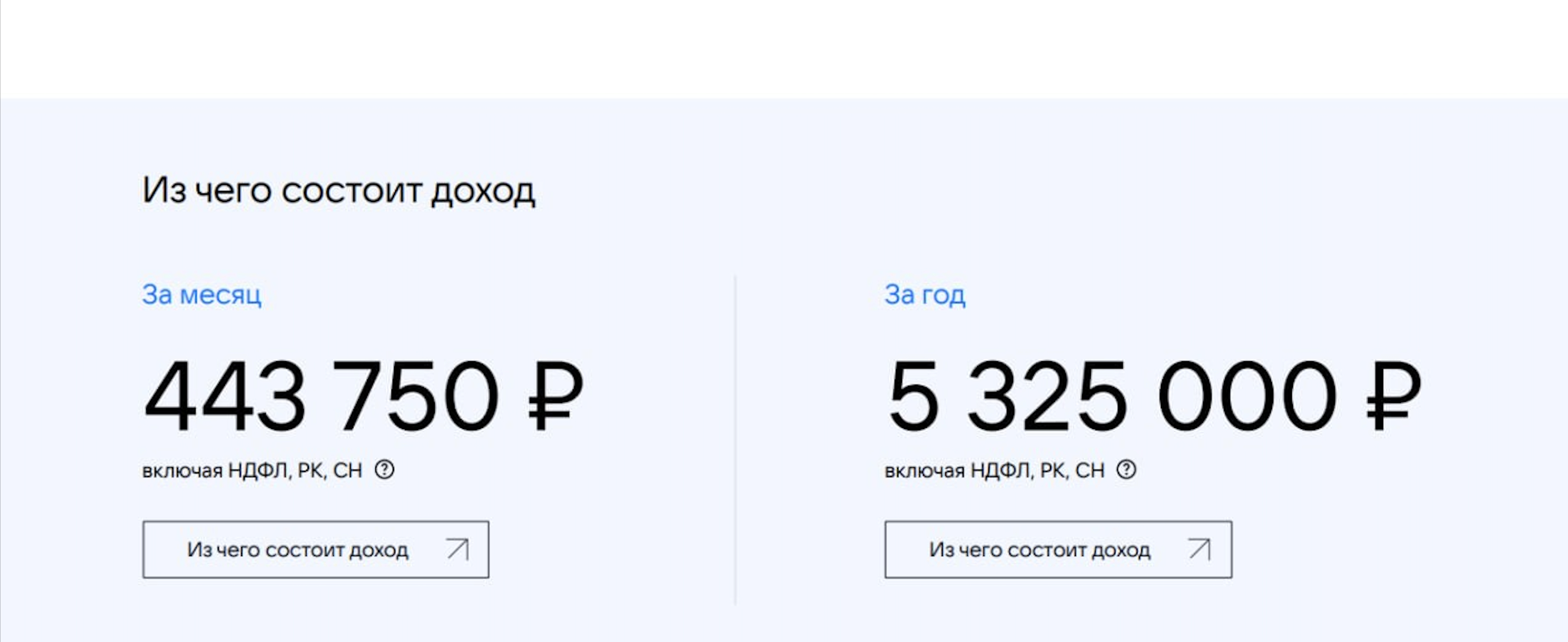 Скриншот оффера: доход за месяц и за год